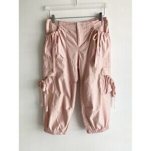 by Anthropologie Capri Cargo Pants Size 4P Drawstring Pockets Dusty Pink Spring